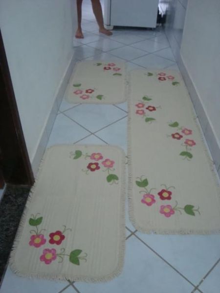 Conjunto de tapetes bordador de flor